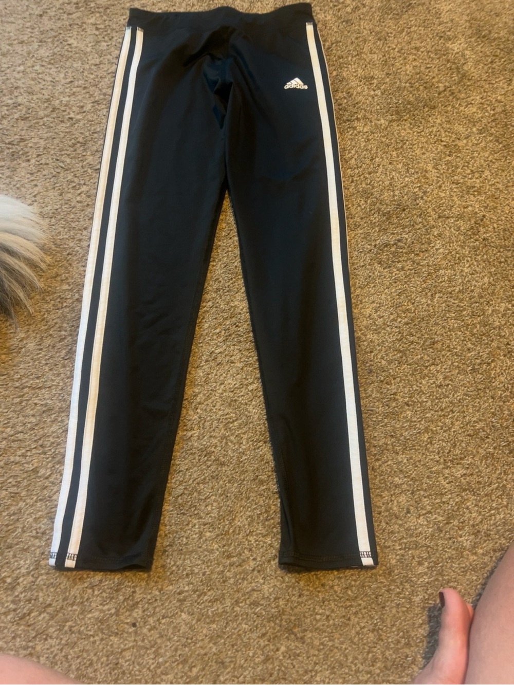 Adidas AeroReady Black 3-Stripe Athletic Leggings Girls Large 14